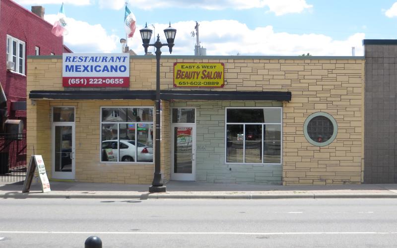 864-66 University, Homi Restaurant Mexicano and East & West Beauty Salon, before facade renewal