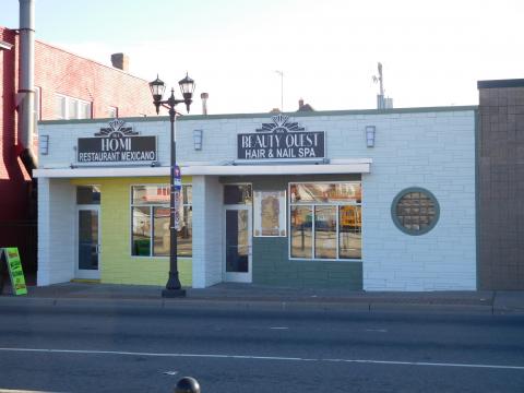 864-66 University Avenue, Home Restaurant Mexicano and Beauty Quest Hair & Nail Spa, after facade renewal. 